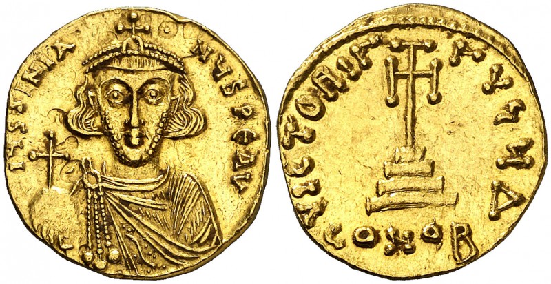 Justiniano II (685-695). Constantinopla. Sólido. (Ratto 1679 var) (S. 1245). 4,2...