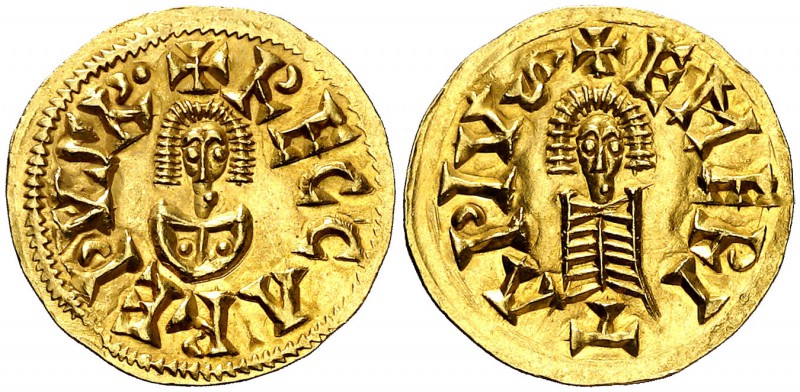 Recaredo I (586-601). Emerita (Mérida). Triente. (CNV. 106.8) (R.Pliego 116i, mi...