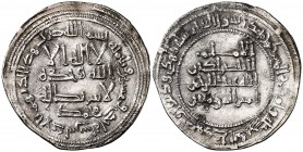 AH 321. Califato. Abderrahman III. Al Andalus. Dirhem. (V. 379). 2,34 g. Limpiada. Muy escasa. (MBC+).