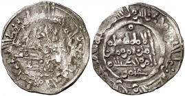 AH 390. Califato. Hixem II. Medina Fez. Dirhem. (V. 625). 2,30 g. Acuñación muy descuidada. Rara. (MBC-).