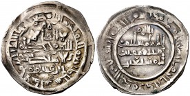 AH 400. Califato. Suleiman al-Mostain. Al Andalus. Dirhem. (V. 692) (Fro. 115) (Prieto 17). 2,58 g. Rara. EBC-.