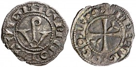 Comtat d'Urgell. Ermengol VIII (1184-1209). Agramunt. Diner. (Cru.V.S. 119 var no descrita) (Cru.C.G. 1935) 0,83 g. Rarísima, sólo conocemos otro ejem...