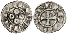 Vescomtat de Narbona. Ermengarda (1143-1192). Narbona. Òbol. (Cru.V.S. 162) (Cru.Occitània 53) (Cru.C.G. 2029). 0,45 g. Muy rara. MBC/MBC+.