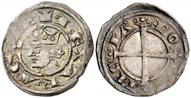 Comtat de Provença. Jaume I (1213-1276). Provença. Ral coronat. (Cru.V.S. 174 var) (Cru.Occitània 100 var) (Cru.C.G. 2124 var). 0,88 g. Símbolos de se...