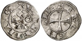 Comtat de Forcalquer. Guillem II d'Urgell (1150-1209). Forcalquer. Diner. (Cru.V.S. 180 var) (Cru.Occitània 117 var) (Cru.C.G. 2040). 0,90 g. Escasa. ...