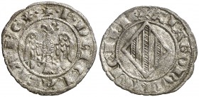 Pere II (1276-1285). Sicília. Doble diner. (Cru.V.S. 329) (Cru.C.G. 2146) (MIR. 176). 0,77 g. Ex Áureo & Calicó 28/05/2013, nº 119. Rara. MBC+.
