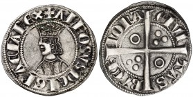 Alfons II (1285-1291). Barcelona. Croat. (Cru.V.S. 331) (Cru.C.G. 2148). 2,91 g. Leves oxidaciones. MBC+.