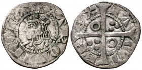 Jaume II (1291-1327). Barcelona. Diner. (Cru.V.S. 342) (Cru.C.G. 2159). 1 g. Buen ejemplar. MBC+.