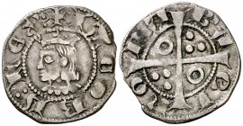 Jaume II (1291-1327). Barcelona. Diner. (Cru.V.S. 344 var) (Cru.C.G. 2160 var). 0,87 g. Letras A y U góticas. Buen ejemplar. Raro error en leyenda. MB...