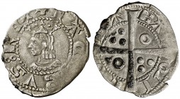 Jaume II (1291-1327). Barcelona. Diner. (Cru.V.S. 347.1, mismo ejemplar) (Cru.C.G. 2163a, mismo ejemplar). 0,83 g. Letras A y U latinas. La A del anve...