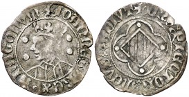 Joan I (1387-1396). Perpinyà. Coronat. (Cru.V.S. 474) (Cru.C.G. 2287). 1,33 g. Rarísima. MBC.