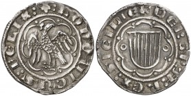 Lluís I de Sicília (1342-1355). Sicília. Pirral. (Cru.V.S. 608, mismo ejemplar) (Cru.C.G. 2583, mismo ejemplar) (MIR. 190). 3,22 g. Atractiva. Ex Cole...