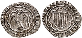 María y Martí el Jove de Sicília (1395-1402). Sicília. Pirral. (Cru.V.S. 735 var) (Cru.C.G. 2670 var) (MIR. 220). 2,59 g. Sin marcas. Escasa. MBC-....
