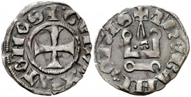 Gran Companyia Catalana (1311-1390). Diner tornès. (Cru.V.S. 747 var) (Cru. 2681 var). 0,88 g. Bella. Rara y más así. EBC-.