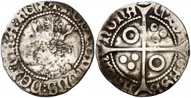Ferran I (1412-1416). Barcelona. Croat. (Cru.V.S. falta) (Badia falta) (Cru.C.G. falta) (Ver AN. III pág 244, nº 444A) 2,69 g. El busto interrumpe la ...