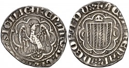 Ferran I (1412-1416). Sicília. Pirral. (Cru.V.S. 774 var) (Cru.C.G. 2821c) (MIR. 223). 2,81 g. Cospel irregular. Rara. MBC-.