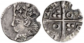 Alfons IV (1416-1458). Barcelona. Sisè de croat. (Cru.V.S. 824) (Badia falta tipo) (Cru.C.G. 2876). 0,36 g. Defecto de cospel. Ex Áureo 05/04/1995, nº...