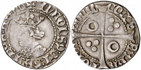 Alfons IV (1416-1458). Perpinyà. Croat. (Cru.V.S. 825.7) (Cru.C.G. 2868j). 2,89 g. Ex Colección Berceo, Áureo 15/12/1998, nº 135. MBC-/MBC.