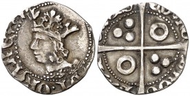 Joan II (1458-1479). Perpinyà. Croat. (Cru.V.S. 942.1) (Cru.C.G. 2983a). 1,86 g. Recortada. Ex Colección Crusafont 27/10/2011, nº 558. Rarísima. (MBC+...