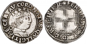 Ferran I de Nàpols (1458-1494). Nàpols. Coronat. (Cru.V.S. 1007) (Cru.C.G. 3417) (MIR. 68/16). 3,93 g. Limpiada. MBC+/MBC.