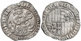 Ferran I de Nàpols (1458-1494). Nàpols. Carlí. (Cru.V.S. 1027) (Cru.C.G. 3440) (MIR. 72/2). 3,61 g. Cospel ligeramente irregular. Ex Áureo 25/10/2006,...