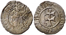 Ferran II (1479-1516). Aragón. Dinero. (Cru.V.S. 1308 var) (Cru.C.G. 3208f). 0,47 g. Ex Áureo 25/04/1989, nº 121. Rarísima. Sólo conocemos otro ejempl...
