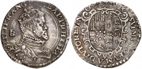 s/d. Felipe II. Nápoles. IBR. 1/2 ducado. (Vti. 350) (MIR. 159). 14,53 g. Con el título de rey de Inglaterra. Bajo el busto: (marca de ensayador). Muy...