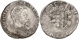 1577. Felipe II. Nápoles. GR/VP. 1/2 ducado. (Vti. falta) (MIR. 174/7). 14,67 g. Grieta en canto. MBC.