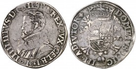 1561. Felipe II. Nimega. 1 escudo felipe. (Vti. 1192) (Vanhoudt 265.NIJ). 33,70 g. Escasa. MBC-.