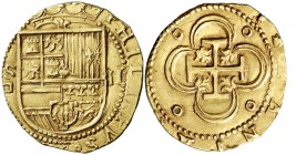s/d. Felipe II. Sevilla. . 2 escudos. (Cal. 60) (Tauler 31). 6,70 g. Precioso color. Ex Áureo & Calicó Selección 2015, nº 124. MBC+.