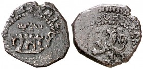 (1)600. Felipe III. Cuenca. 1 maravedí. (Cal. 685, error fecha) (J.S. C-16) (Seb. 100). 1,52 g. Muy rara. MBC.