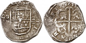 1611. Felipe III. Granada. M. 4 reales. (Cal. 208). 13,41 g. Ex Hess-Divo 06/1996. Rara. MBC-.