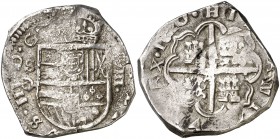 1620. Felipe III. Sevilla. . 8 reales. Inédita. 27,27 g. La fecha empieza a las 10h del reloj. Única moneda conocida con el ensayador G (Gaspar de Tal...