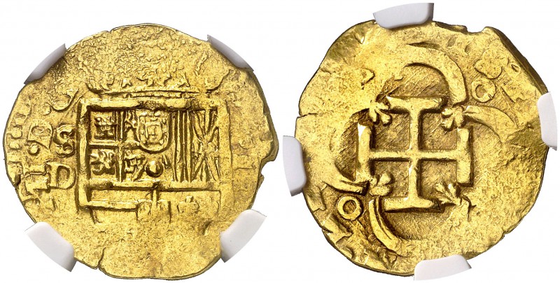 (1610-1617). Felipe III. Sevilla. D. 2 escudos. (Cal. tipo 20). 6,72 g. En cápsu...