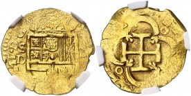 (1610-1617). Felipe III. Sevilla. D. 2 escudos. (Cal. tipo 20). 6,72 g. En cápsula de la NGC como MS61, nº 4478300-020. Muy redonda. Bonito color. Ex ...