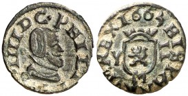 1663. Felipe IV. M (Madrid). Y. 2 maravedís. (Cal. 1459) (J.S. M-472) (Seb. 447). 0,62 g. Bella. Escasa así. EBC-.