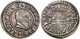 1664. Felipe IV. M (Madrid). Y. 16 maravedís. (Cal. 1406) (J.S. M-411) (Seb. 336). 4,32 g. Bella. Escasa así. EBC.