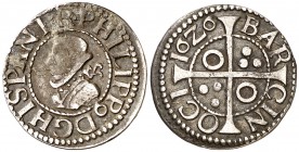 1626. Felipe IV. Barcelona. 1/2 croat. (Cal. 1131) (Cru.C.G. 4418b, mismo ejemplar). 1,52 g. Rara. MBC-/MBC.