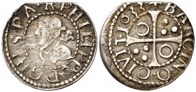 1633. Felipe IV. Barcelona. 1/2 croat. (Cal. 1134) (Cru.C.G. 4419c). 1,53 g. Rara. MBC.