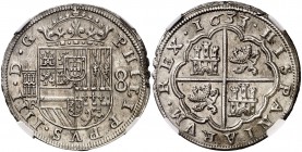1633. Felipe IV. Segovia. R. 8 reales. (Cal. 573). Encapsulada por la NGC como MS62, nº 4463222-003. Bella. Brillo original. Ex Heritage 08/01/2018, n...