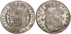 1686. Carlos II. Nápoles. AG/A. 1 tari. (Vti. 170) (MIR. 298/5). 5,64 g. Bella. Brillo original. Ex Colección Samuel Prades Montoliu. Rara así. S/C-....