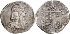 1666. Carlos II. Milán. 1 felipe. (Vti. 18) (MIR. 380). 27,06 g. Rayitas. Rara. (MBC-).