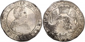 1668. Carlos II. Amberes. 1 ducatón. (Vti. 483) (Vanhoudt 692.AN). 31,70 g. Manchitas. MBC.