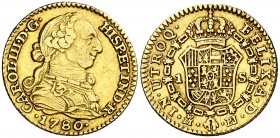 1780. Carlos III. Madrid. PJ. 1 escudo. (Cal. 622). 3,39 g. Ex Colección Samuel Prades Montoliu. MBC/MBC+.