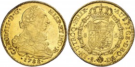 1788. Carlos III. Santiago. DA. 8 escudos. (Cal. 248) (Cal.Onza 949). 27 g. Rayitas de acuñación. Parte de brillo original. MBC+.