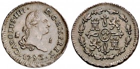 1793. Carlos IV. Segovia. 1 maravedí. (Cal. 1544). 1,13 g. Bella. Escasa así. EBC-/EBC.