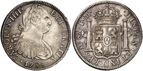 1795. Carlos IV. México. FM. 8 reales. (Cal. 689). 26,72 g. Buen ejemplar. MBC+.