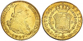 1797. Carlos IV. Madrid. MF. 1 escudo. (Cal. 496). 3,43 g. Muy bella. Precioso color. Escasa así. EBC+/S/C-.