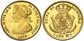 1858. Isabel II. Madrid. 100 reales. (Cal. 23). 8,38 g. Bella. Brillo original. EBC+.