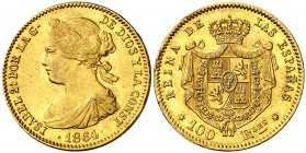 1864. Isabel II. Madrid. 100 reales. (Cal. 29). 8,33 g. EBC.